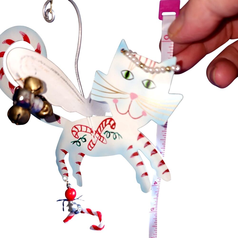 Karen rossi kitty Peppermint Angel Cat Christmas metal ornament
